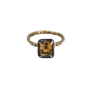Citrine Solitaire Mixed Metal Cocktail Ring