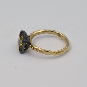 Citrine Solitaire Mixed Metal Cocktail Ring (Horizontal Stone)