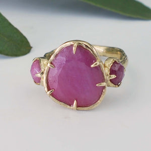 Pink Sapphire Trio Cocktail Ring