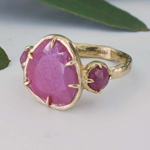 Pink Sapphire Trio Cocktail Ring