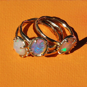 Opal Solitaire with Organic Bands